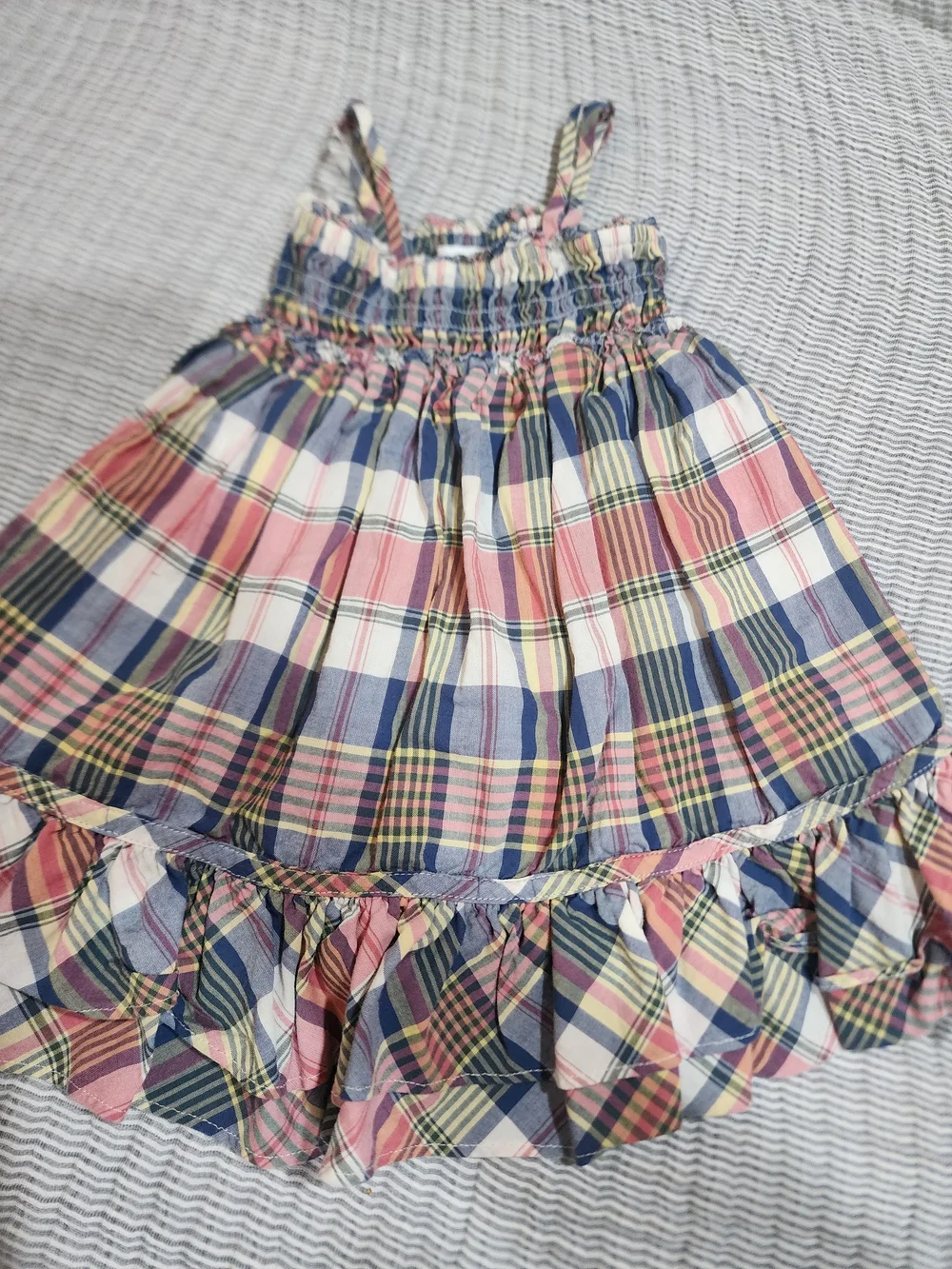 Ralph Lauren Plaid Smocked Baby Dress - Pink, Blue & Yellow 12 Months